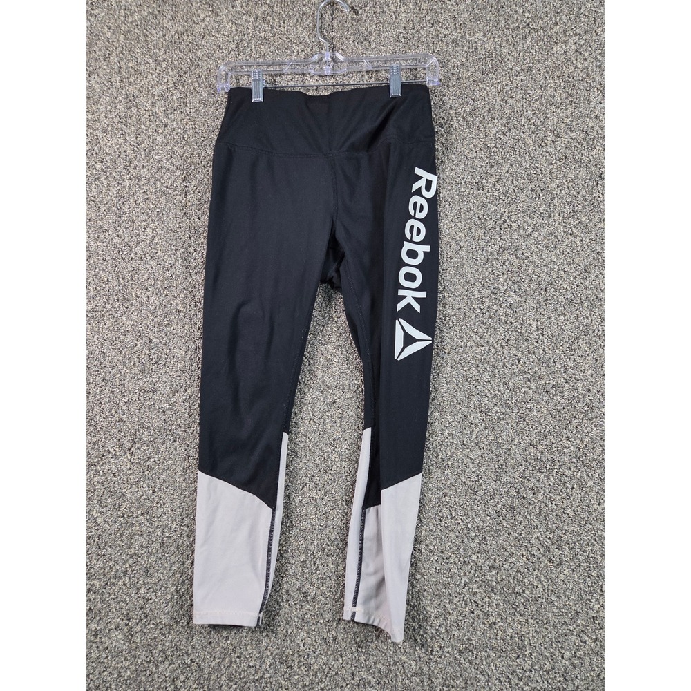 Reebok‎ Athletic Pants Mens M Black Colorblock Sporty Fitness Sweats Leggings